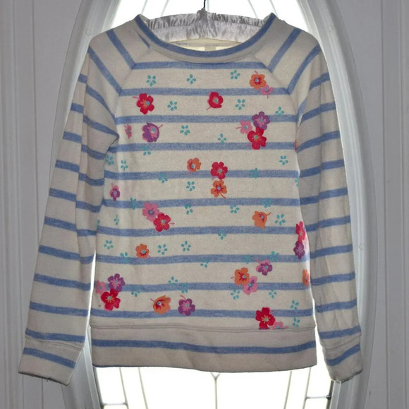 Cherokee Girls Floral and Striped Lightweight Sweatshirt Size 6/6X - Picture 1 of 3